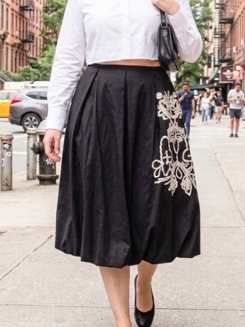 Zara Embroidered Bubble Hem Skirt Minimalist Y2K Whimsygoth Event Church XL
